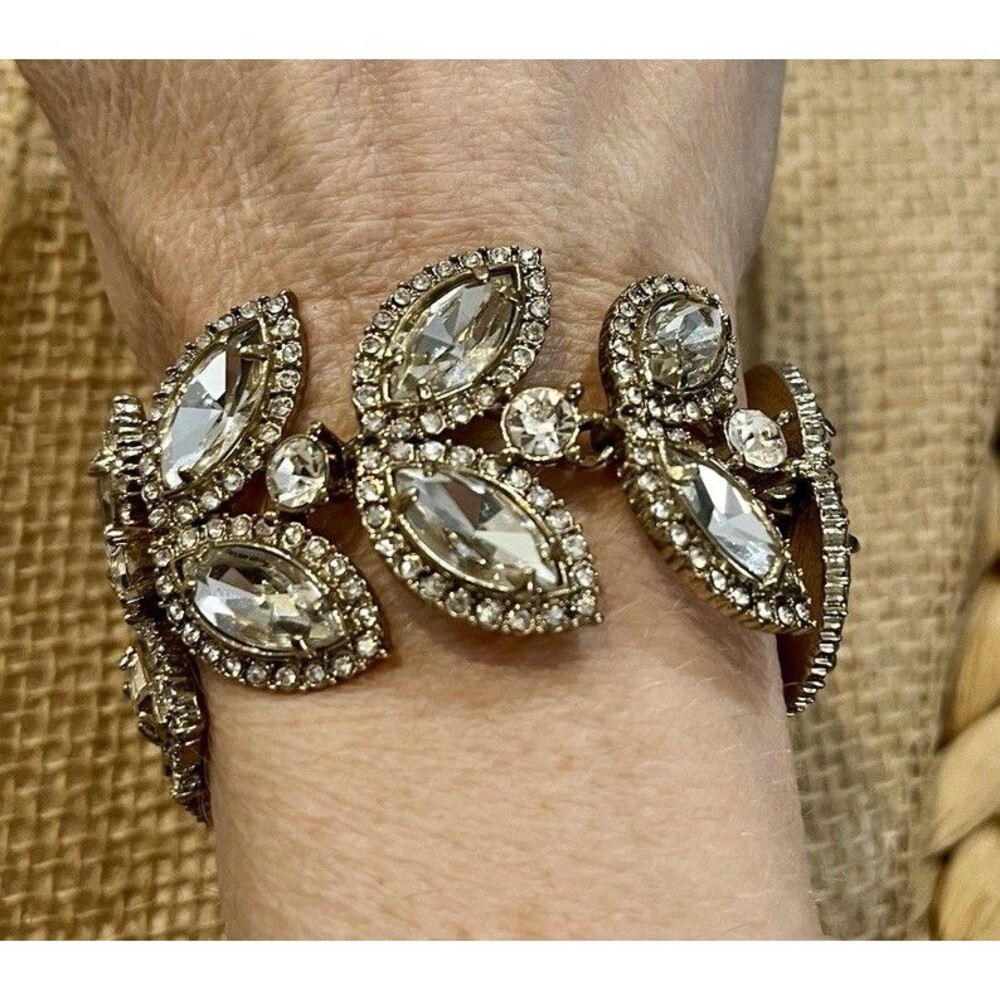 Retro Ann Taylor Gold Tone Rhinestone Clasp Bracelet NWT 7in Wedding Prom Party